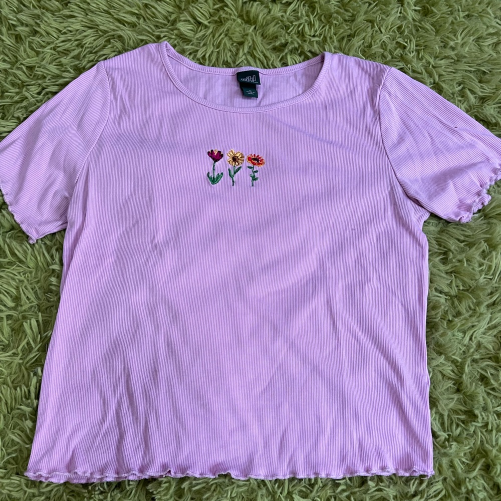 Purple tight ish crop top